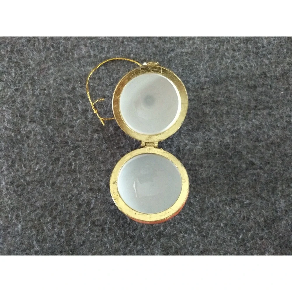 Ornament Trinket Box Porcelain Hinged‎ Christmas Ball Hanging Cord Orig Box NEW